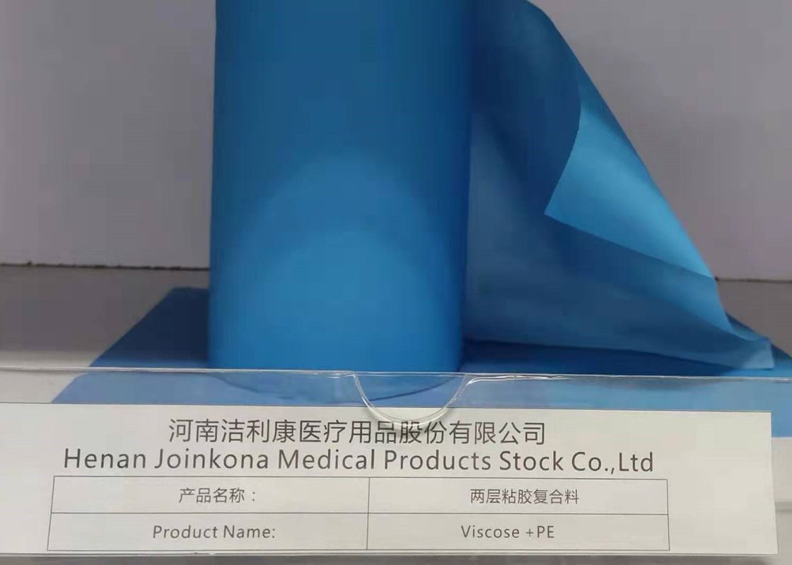 28 Gsm Medical Non Woven Fabric Absorbent Viscose 3 Gsm Glue 27 Gsm Blue PE Film